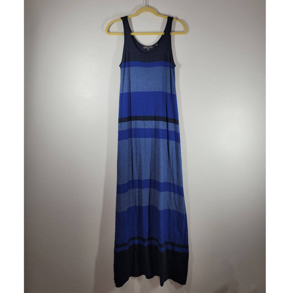 Vince Knit Maxi Dress Size M Scoop Neck Sleeveless Multi Stripe Colorblock - Picture 2 of 6